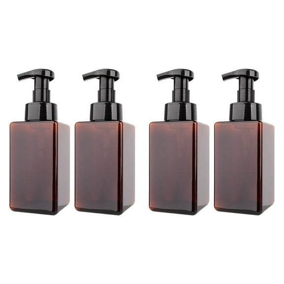 4 Pack Foaming Soap Dispenser 15Oz Refillable Foam Liquid Empty Plastic Pump Container - Brown 450Ml