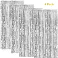 thumbnail image 1 of 4 Pack Foil Curtain Backdrop, Lefiocky Metallic Tinsel Foil Fringe Curtains, Silver, 1 of 7
