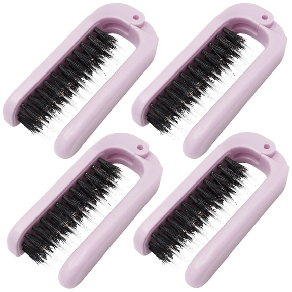 4 Pack Foldable Hair Brush Travel Hairbrush, Boar Bristle Hair Brush Portable Collapsible Pocket Comb for Women and Men, Suitable for Travel, Purse, Anti-Static Design (Light Pink)