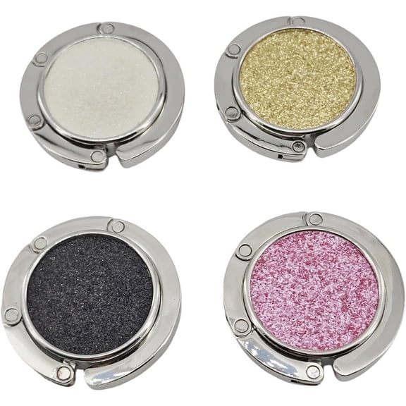 4 Packs Foldable Purse Hook for Table, Metal Folding Women's Handbag Hangers Hooks for Desk, Bling Table Bag Holder for Women Bag Mixed Color