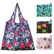 4 Pack Foldable Reusable Shopping Bags - Lightweight, Durable, Machine Washable Grocery Tote Bags with 40Lbs Capacity, Compact Design for Easy Storage
