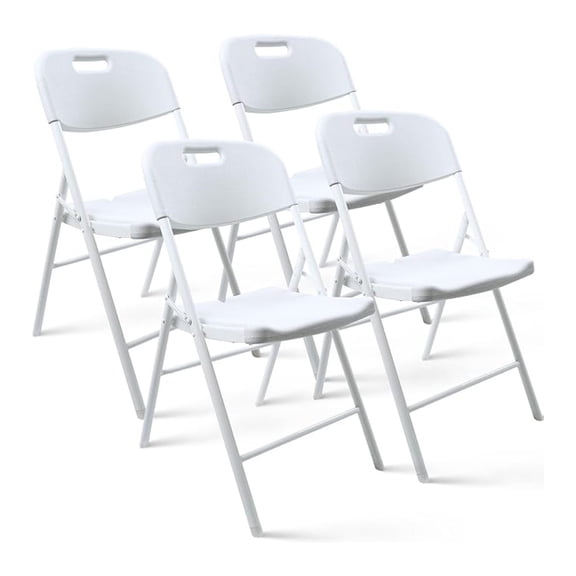 4 Pack Folding Chair, 700 lb Weight Capacity,Indoor/Outdoor Heavy Duty Foldable Chairs for Restaurants, Kitchens, Picnics, Races, Parties & Weddings. (4, White)