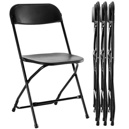 Leumius 4 Pack Folding Chair,Indoor Outdoor Black Plastic Folding Chair,Black