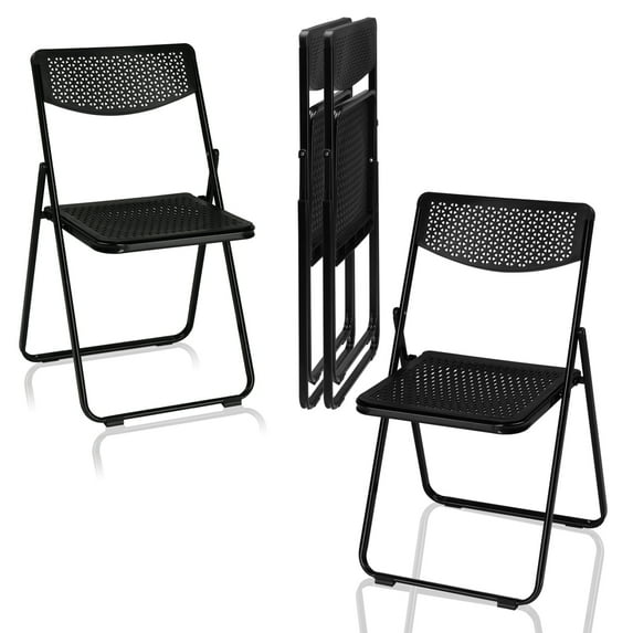 4 Pack Folding Chair, White Plastic Folding Chairs Outdoor Indoor, 280lb Capacity, Portable Event Chair, Lightweight Party Chairs, for Events Office Wedding Party Rental Picnic Kitchen Patio (Black)