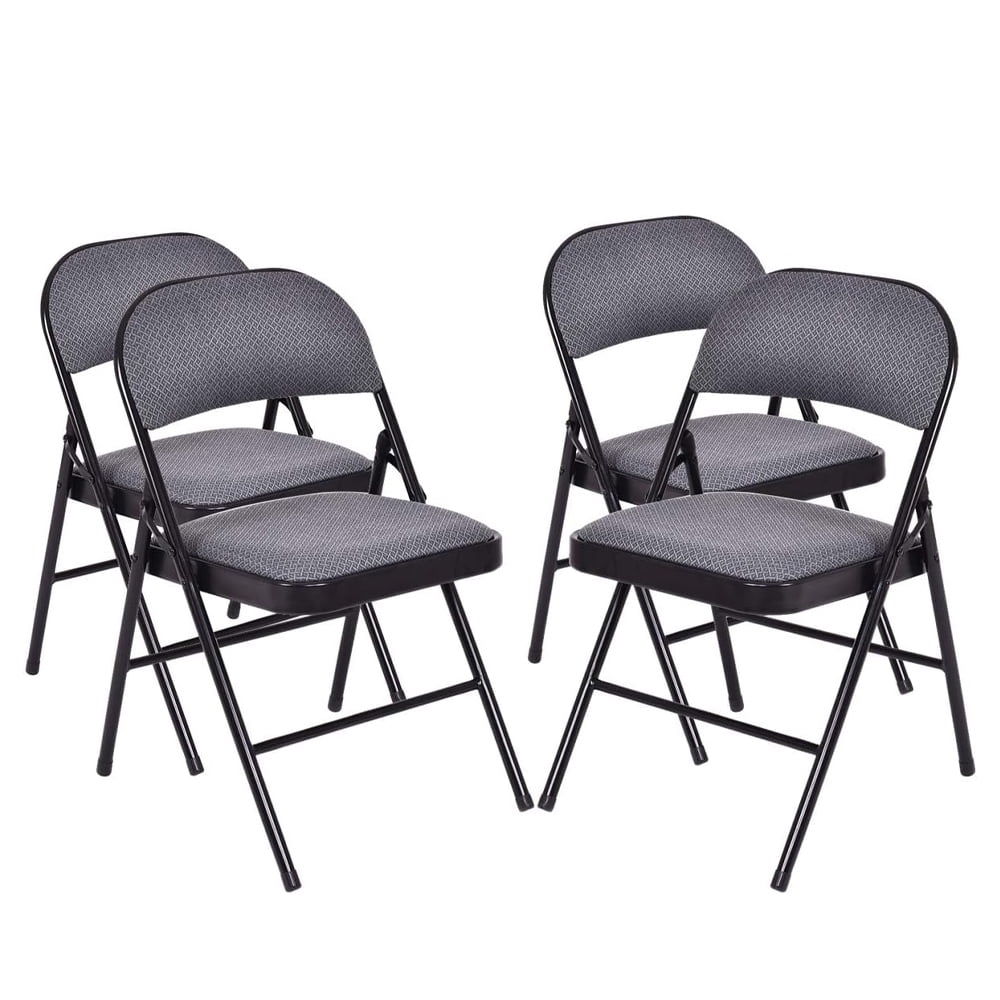 Black Ergonomic Fabric Padded Folding Chair Set