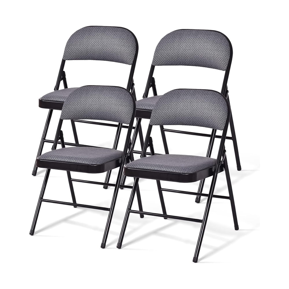 Black Ergonomic Fabric Padded Folding Chair Set