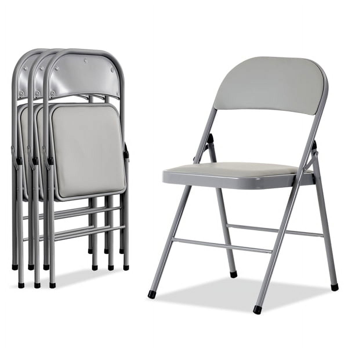 Gray Vinyl Padded Stackable Folding Chair Set of 4