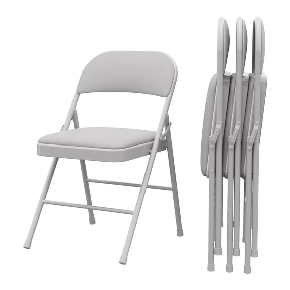 4 Pack Folding Chairs with Padded Cushion and Back, Metal Frame Hold Up to 350 Pounds with Comfortable Cushion and Durable Steel Frame for Home and Office, for Indoor and Outdoor Events