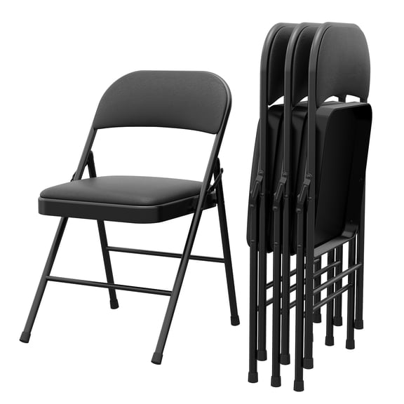 4 Pack Folding Chairs with Padded Cushion and Back, Metal Frame Hold Up to 350 Pounds with Comfortable Cushion and Durable Steel Frame for Home and Office, for Indoor and Outdoor Events
