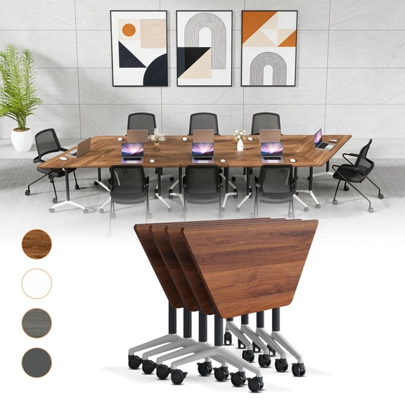 4 Pack Folding Conference Table,Conference Room Tables with Wheels, 47.2IN Modular Meeting Table, Flip Top Mobile Training Table for Offices and Schools