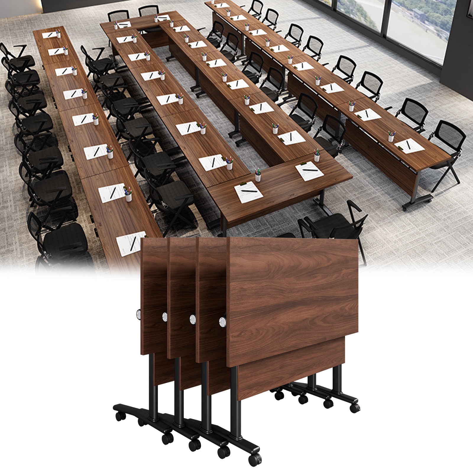 Conference Rm Rectangular Table 4 Pack Folding Conference Table on Wheels,Large Rectangular Conference ...