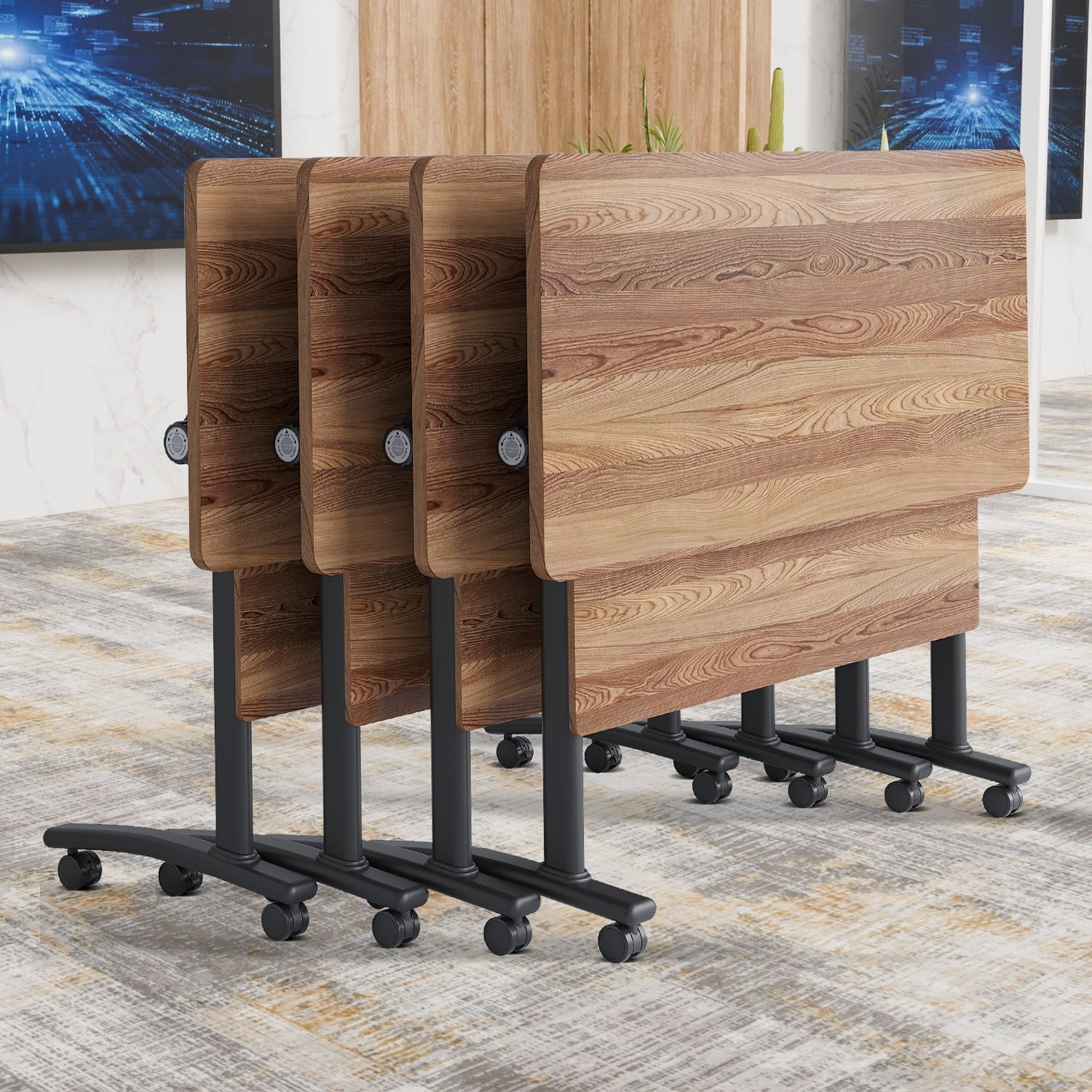 4 Pack Folding Conference Table on Wheels,Large Rectangular Conference ...