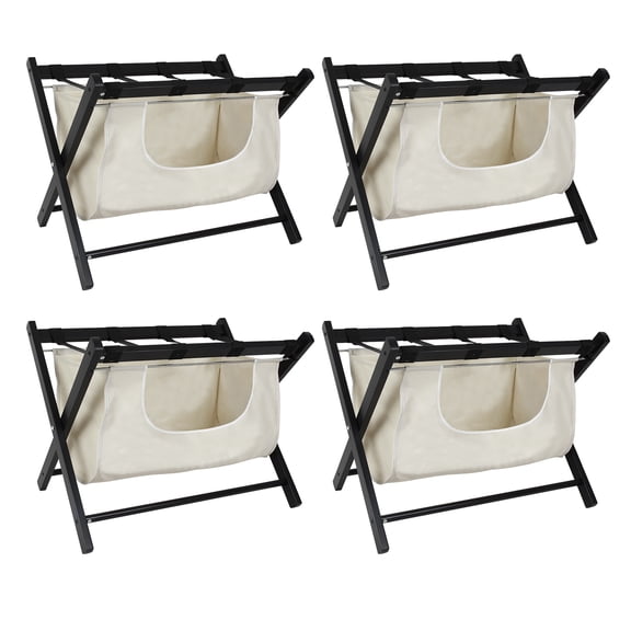 4-Pack Folding Luggage Racks with Storage Bag, Black