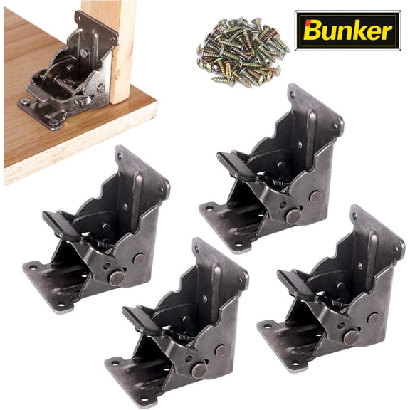 4 Pack Folding Table Leg Brackets, 90 Degree Self-Locking Folding Hinges, Heavy Duty Steel Locking Brackets for Table Legs, Workbench, Desk & Furniture