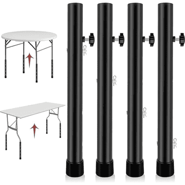 UU&T 4 Pcs Folding Table Leg Extenders, Highly Durable Steel Folding Table Leg Risers for Straight and Bent Legs, Adjustable Height for Riser 3.6in/13in