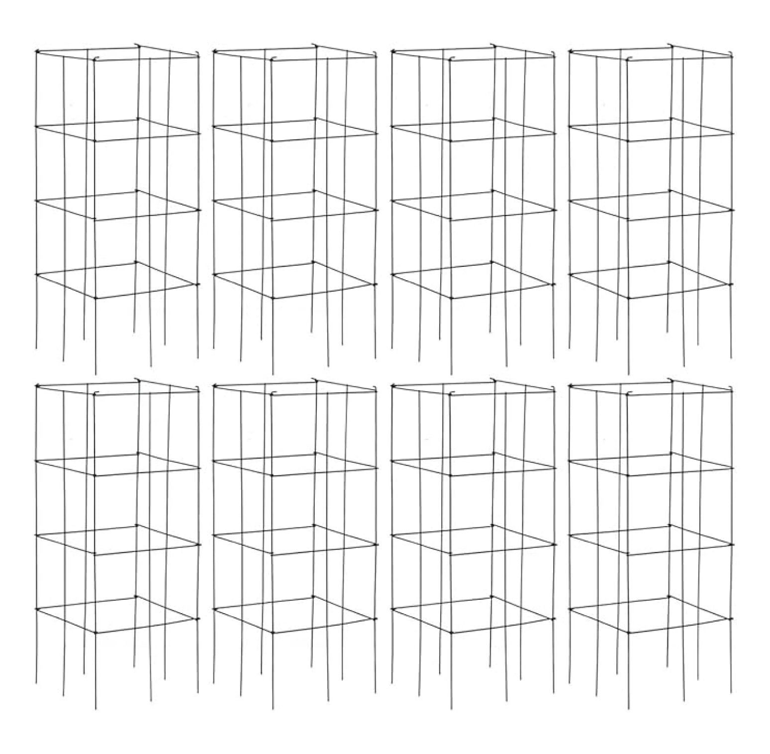 4 Pack Folding Tomato Cages, 39 Inches Tall Square Plant Support Cage for Garden Climbing Plants Flowers Fruits, Heavy Duty Tomato Vegetable Trellis