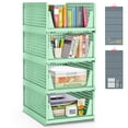 thumbnail image 1 of 4-Pack Folding Wardrobe Storage Box Plastic Drawer Organizer Stackable Shelf Baskets Cloth Closet Container Bin Cube Home Office Bedroom Laundry Pull Out Drawer Dividers for Clothes,Toys Organization, 1 of 7