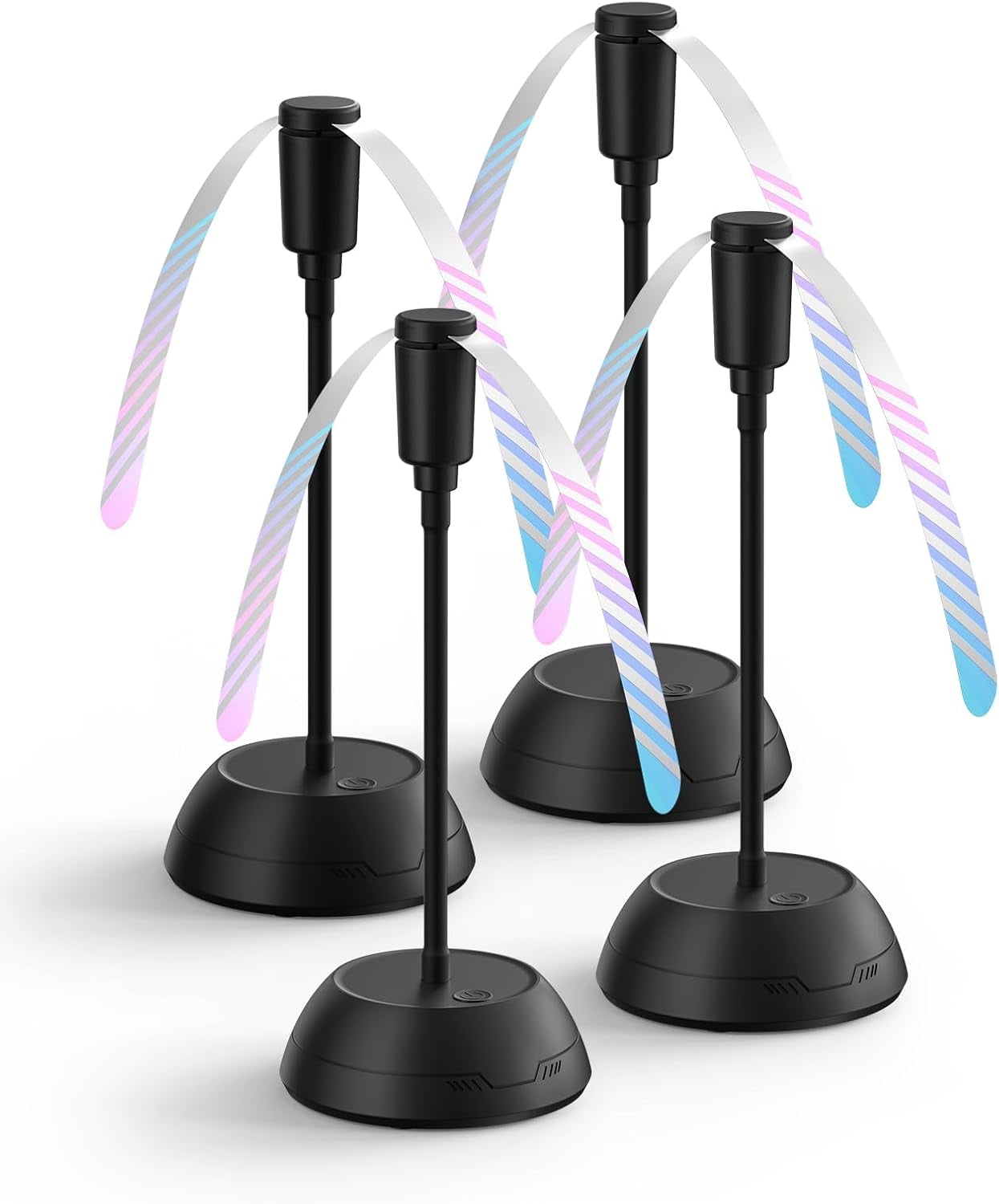 4-Pack Food Fan for Table, AA Battery Powered Food Fan, Portable Fan with Flexible Gooseneck and Soft Blades, Soundless Table Fan for BBQ, Picnic, Party, Patio, Kitchen and Restaurants, Black