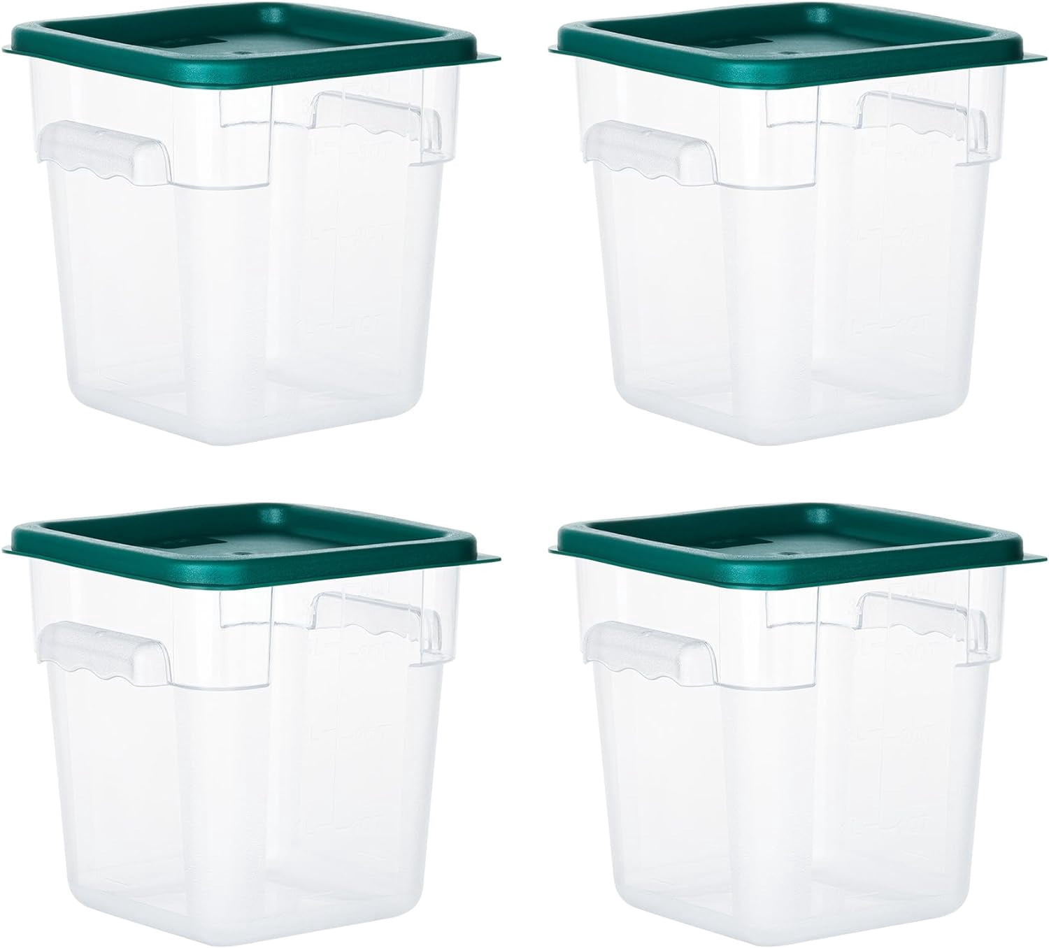 4 Pack Food Storage Containers, 4 Quart with Lids, Square Commercial ...