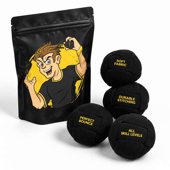 4 Pack Footbag Set Classic Hacky Kick Sack With Gift Bag
