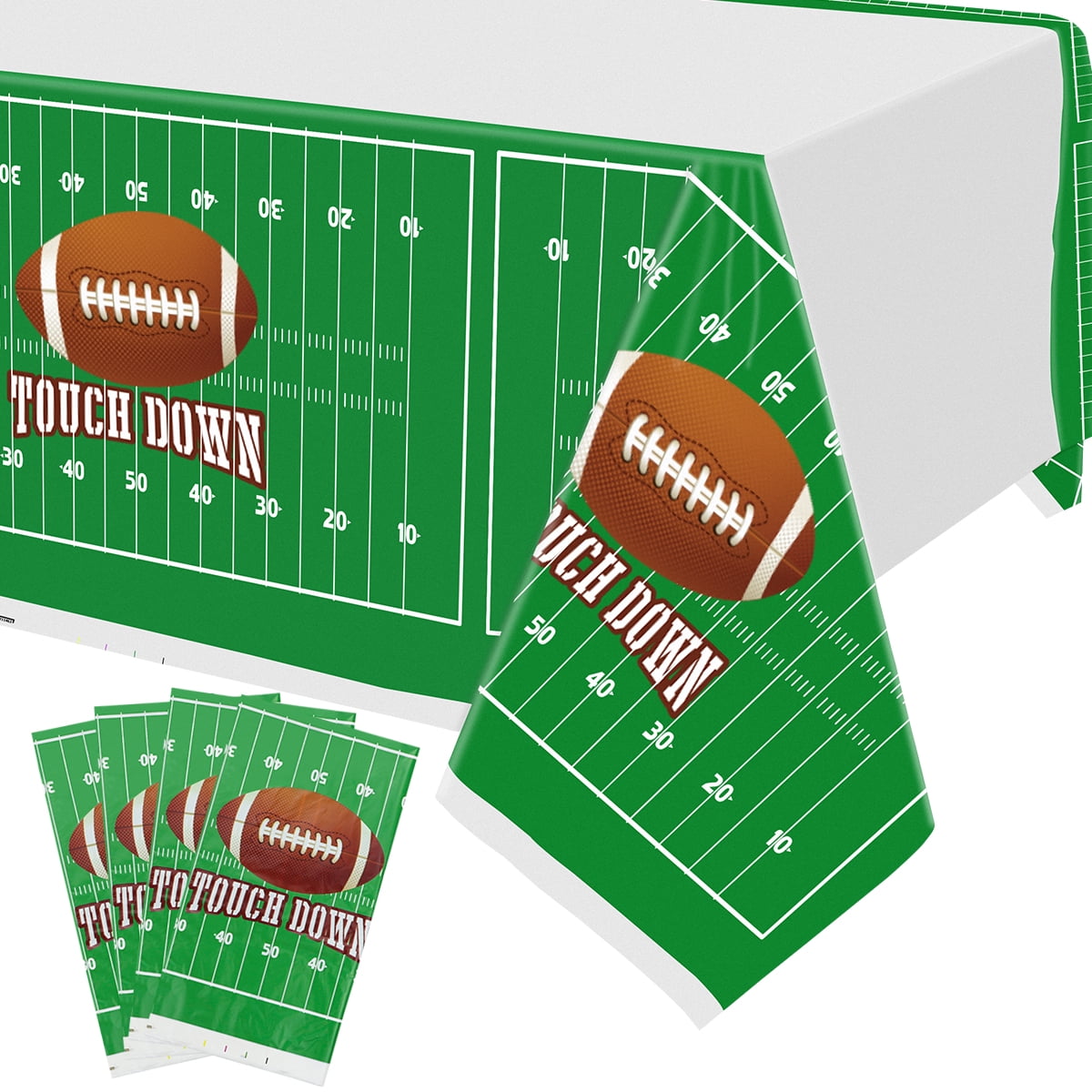 4 Pack Football Themed Tablecloths Disposable Plastic Football Table