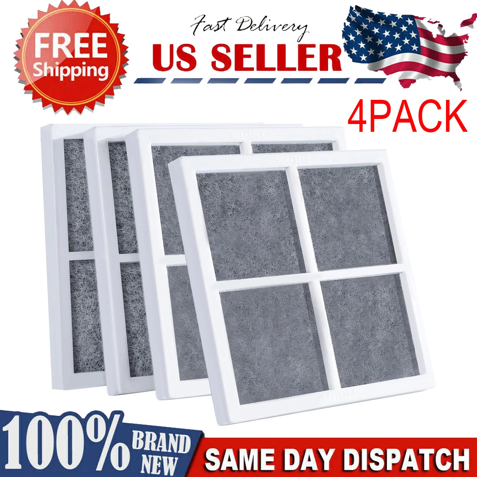 4 Pack For Lg Lt120F Adq73214402 Fresh Air Replacement Refrigerator Airfilter