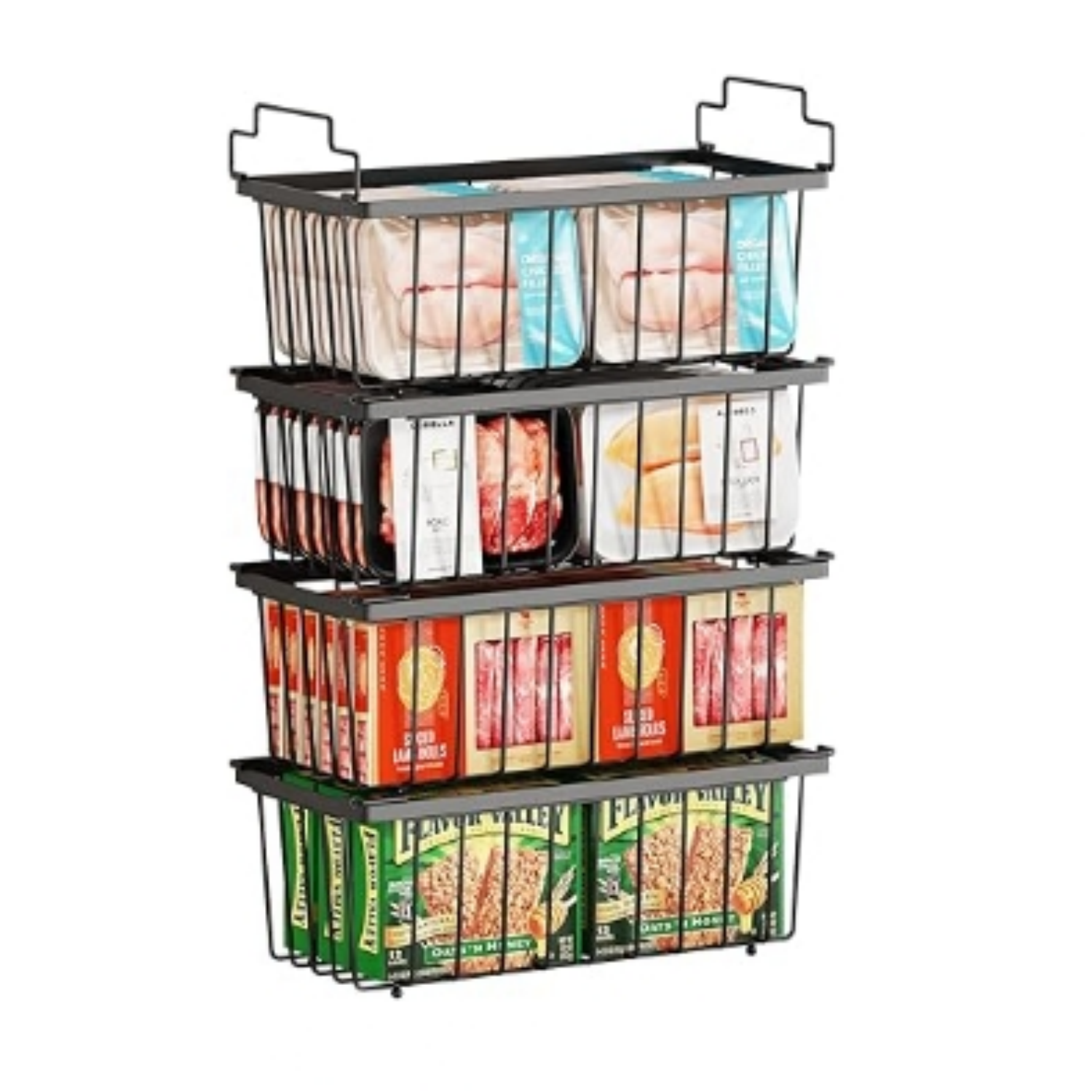 4 Pack Freezer Organizer Bins(14.6‘’L X 7.1‘’W X 5.2‘’H) for 7 Cu.FT ...