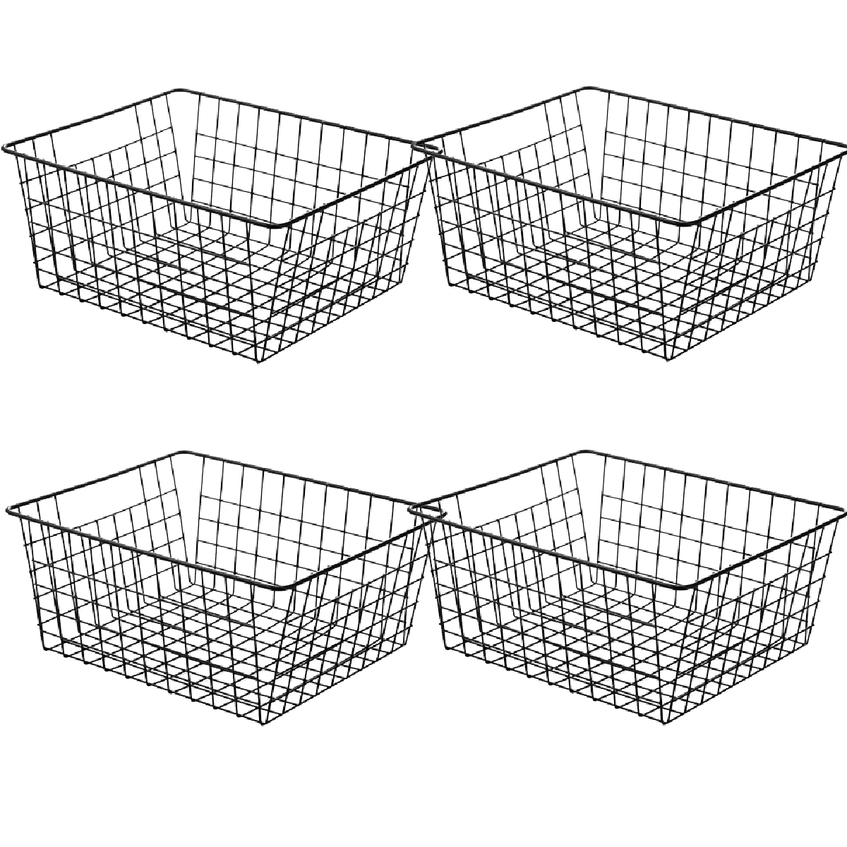 4 Pack Freezer Wire Storage Organizer Bin Baskets with Handles