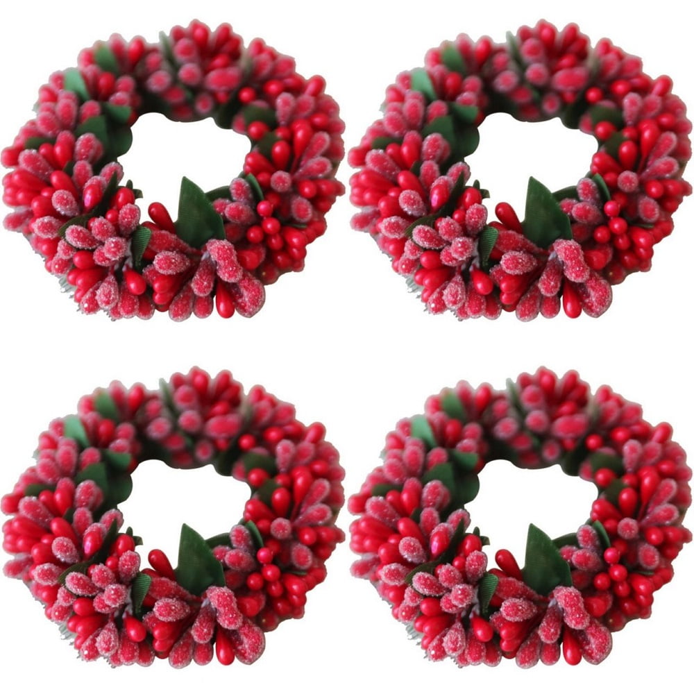 Red Candle Rings 4 Pack Fresh Red 3.1