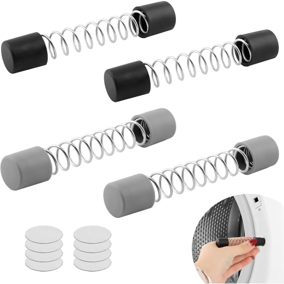 4 Pack Front Load Washer Door Prop, Magnetic Door Holder with Flexible Spring & Adhesive Metal Discs, Keep Front Loader Door Open and Prevent Odors