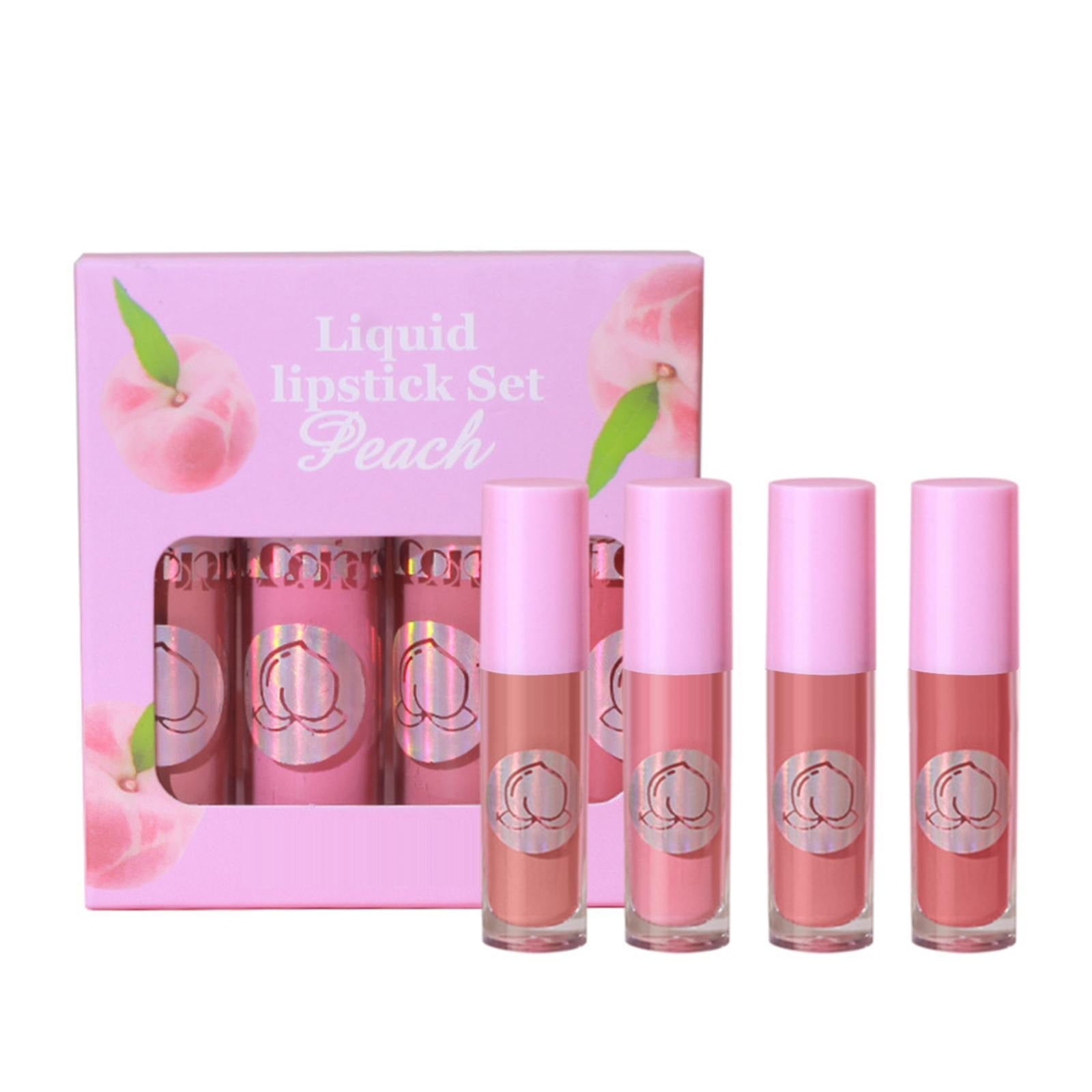 4 Pack Fruit Lip Gloss Set Box With Velvet And Non Stick Cup Water Tint