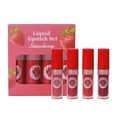 4 Pack Fruit Lip Gloss Set Girl Box Velvet Long Lasting Non Stick Lip