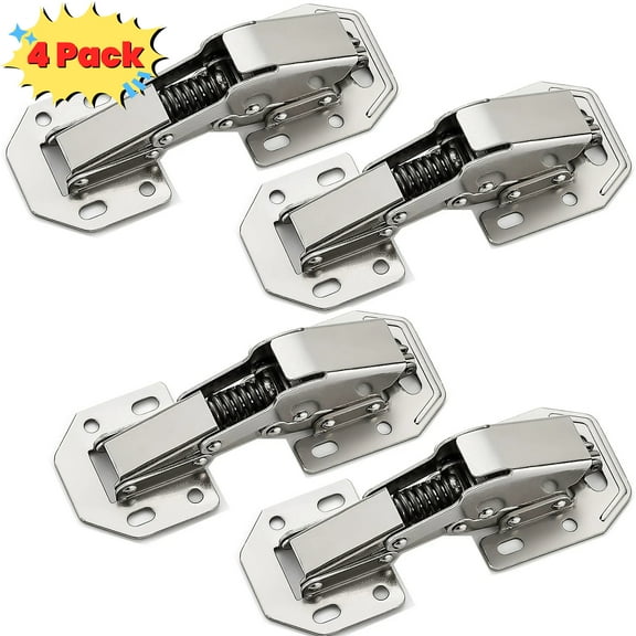 4 Pack Full Overlay Soft Close Cabinet Hinges for Kitchen Cabinets - 105° Face Frame Concealed Cabinet Door Hinge