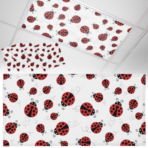 4 Pack Fun Ladybug Fluorescent Light Covers for Ceiling Lights Black Dot Reptile Pattern Abstract Art Magnetic Ceiling Light Covers Overhead Light Filters for Office Classroom Home
