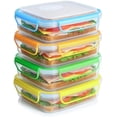 thumbnail image 1 of - 4 Pack of Fun Size Leakproof Sandwich Containers - Reusable, BPA Free Sandwich Boxes. Airtight Seal. Also Great for Salads, Snacks, Fruit, Treats and Food Storage., 1 of 7