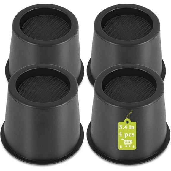 4 Pack Furniture Risers 4 Inch, Bed Risers Heavy Duty for Table Desk Couch Chair Sofa Cabinet Bed Frame Dorm, Round Table Leg Risers Lift Height 3.4", Black