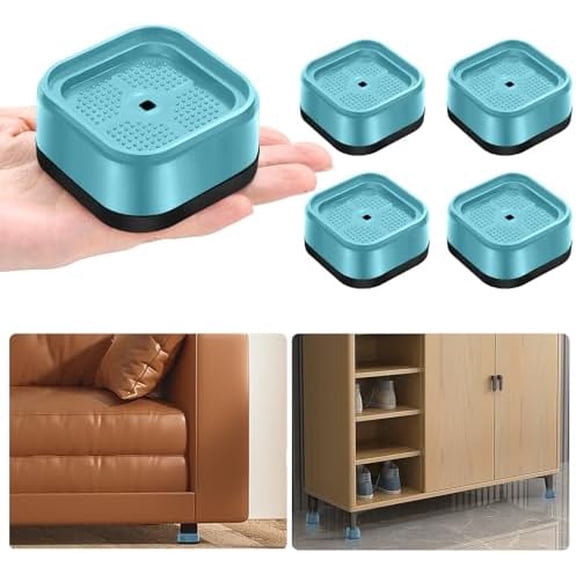 4 Pack Furniture Risers Adjustable Bed Risers Heavy Duty Lifts Height 1", Square Stackable Bed Risers 1, 2 or 3 Inch for Desk Leg Table Couch Sofa Chair Bed Frame Legs Dorm, Blue