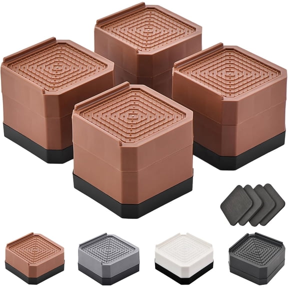 4 Pack Furniture Risers Adjustable Rectangular Heavy Duty Stackable Lift 1.5 to 4.3 Inch for Bed Desk Sofa Chair