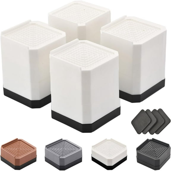 4 Pack Furniture Risers Adjustable Rectangular Heavy Duty Stackable Lift 1.5 to 4.3 Inch for Bed Desk Sofa Chair