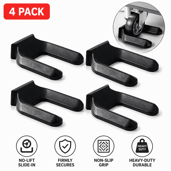 4-Pack Furniture Wheel Stopper, No-Lift U-Shaped Caster Cups for 3"-4" (75-100mm) Wheels, Non-Slip Bed Roller Stoppers