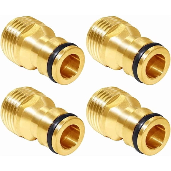 4 Pack G 1/2 Inch Male Brass Water Hose Pipe Faucet Nozzle Quick Connect Adapter