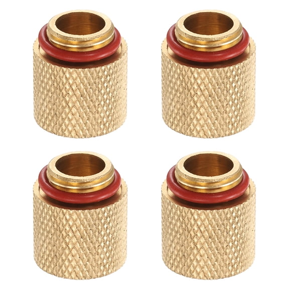 4-Pack G1/4" Male to Female Extender Fitting G1/4" x 15mm Extender Adapter with O-Ring - Durable Brass Hard Tubing Compression Fitting for PC Water Cooling System, Golden