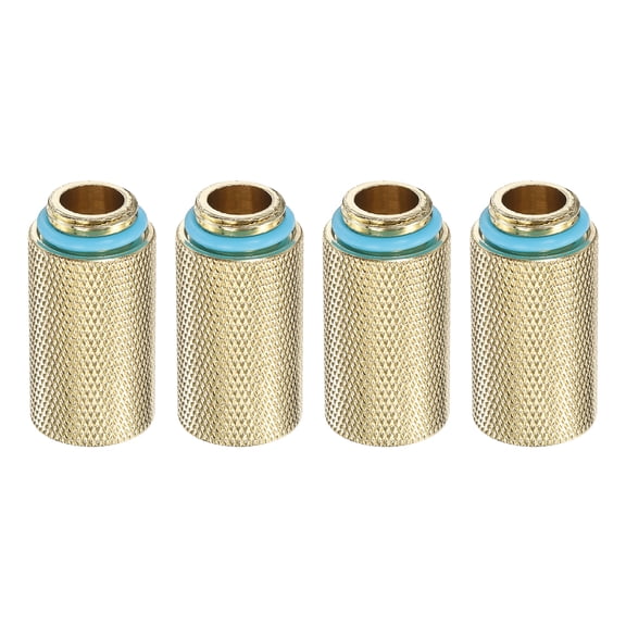 4-Pack G1/4" Male to Female Extender Fitting G1/4" x 30mm Extender Adapter with O-Ring for PC Water Cooling System, Golden