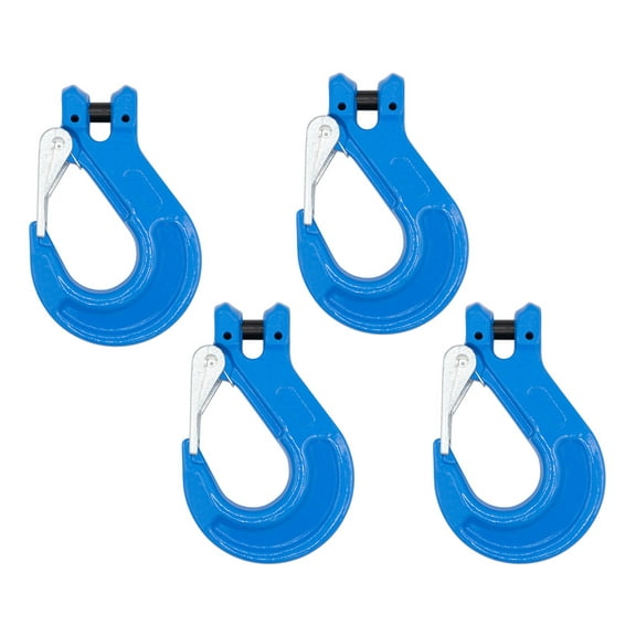 4 Pack G100 1/2" Clevis Sling Hook with Latch - 15,000 LBS WLL - Sky Blue Heavy Duty Grade 100 Lifting Sling Hooks for Recovery, Lifting & Rigging