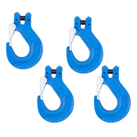 4 Pack G100 3/8" Clevis Sling Hook with Latch - 8,800 LBS WLL - Sky Blue Heavy Duty Grade 100 Lifting Sling Hooks for Recovery, Lifting & Rigging