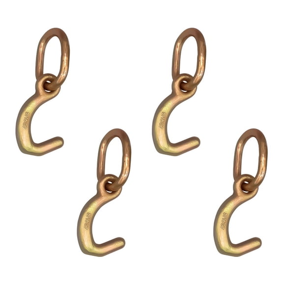 4 Pack G70 Forged Datsun Mini J Hook with Link for Car Hauling - 11000 lbs Breaking Strength - Auto Tie Down Mini J Hook for Car Hauler, Wrecker & Towing Trucks