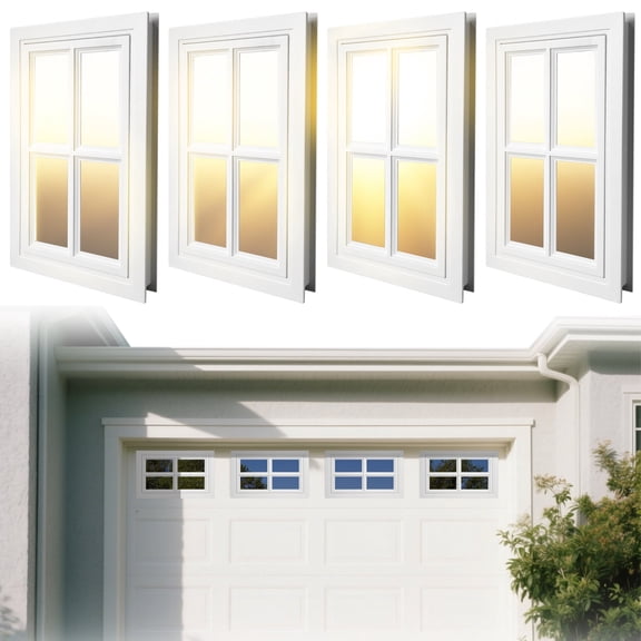 4 Pack Garage Door Window Inserts, 20.8 x 13.8 Inch Clear Acrylic Panel, Replacement Window Insert, Thick Vinyl UV Resistant for Garage Door DIY Installation
