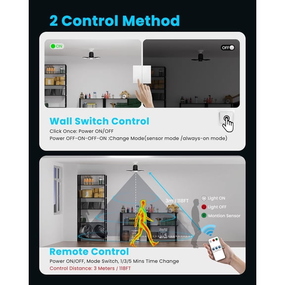 4-Pack Garage Lights with Motion Sensor, 8000LM Motion Sensor Light Indoor with 3 Deformable Design and Auto-Off, E26 Screw-in 6500K Motion Activated Bulbs for Ceiling/Basement