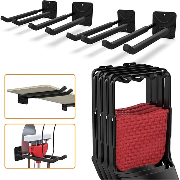 4 Pack Garage Storage System Hooks, Heavy Duty Wall Mount Tool Organizer, Chair Hanger Garage Storage Utility Hooks for Car Tires, Ladders, Chairs, Strollers, Power Tools, Garden Tools