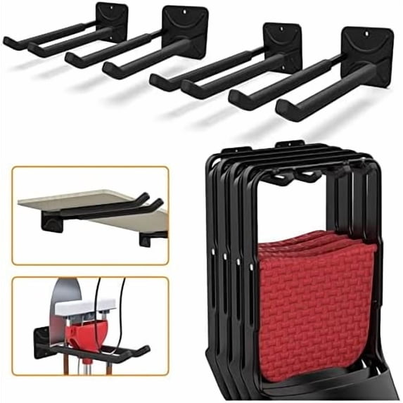 4 Pack Garage Storage System Hooks, Heavy Duty Wall Mount Tool Organizer, Chair Hanger Garage Storage Utility Hooks for Car Tires, Ladders, Chairs, Strollers, Power Tools, Garden Tools